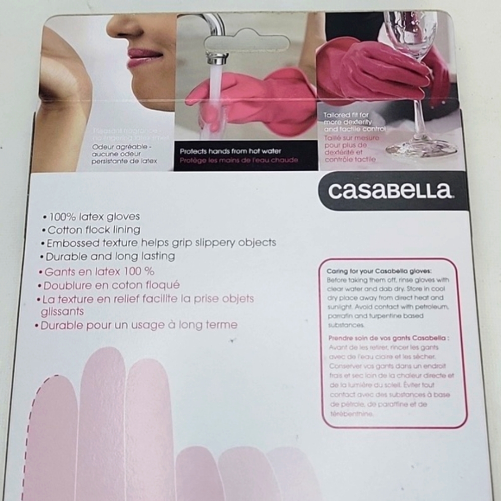 2pr Casabella WaterBlock Double Cuff Latex Cleaning Dishwashing Gloves, S or M - Picture 5 of 7